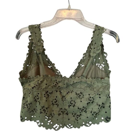 AERIE Olive Lace Forest Fairycore Bralette Crop Top Sz Lg - Picture 2 of 9
